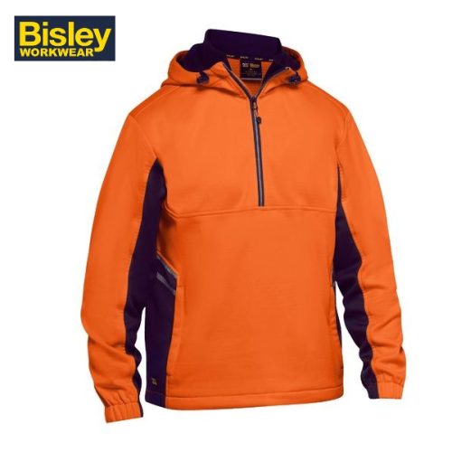 BISLEY- Hi Vis Liquid Repellent Fleece Hoodie (BK6571) - YELLOW/NAVY, ORANGE/NAVY