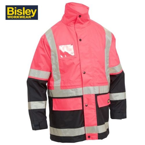BISLEY- Taped 5 In 1 Rain Jacket (BK6975) - YELLOW/NAVY, ORANGE/NAVY OR PINK/NAVY