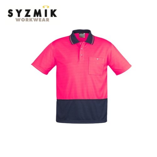 SYZMIK - Unisex Hi Vis Basic Short Sleeve Polo (ZH231) - PINK/NAVY, YELLOW/BLACK, YELLOW/CHARCOAL, YELLOW/NAVY, ORANGE/BLACK, ORANGE/CHARCOAL or ORANGE/NAVY