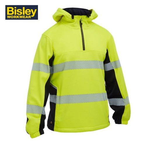 BISLEY- TAPED Hi Vis Liquid Repellent Fleece Hoodie (BK6571T) - YELLOW/NAVY, ORANGE/NAVY