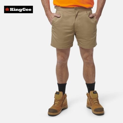 KING GEE-  Originals Side Tab Cotton Drill Work Shorts (K07010) - BOTLLE GREEN, KHAKI, OR NAVY